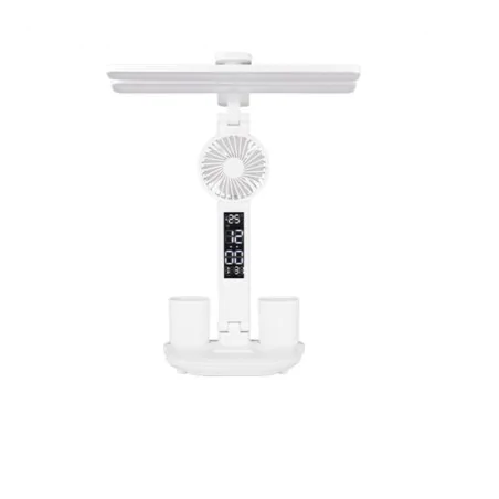 Lampki-biurkowe - lampka na biurko led ściemnialna z funkcją zegara i wbudowanym wentylatorem summer lvt 