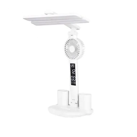 Lampki-biurkowe - lampka na biurko led ściemnialna z funkcją zegara i wbudowanym wentylatorem summer lvt 