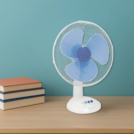 Wentylatory-na-biurko - wentylator biurkowy obrotowy biało-niebieski 12 cali 40w fan2.b.31 tevo 