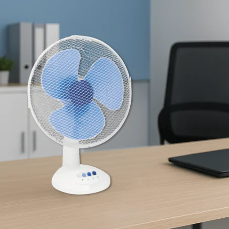Wentylatory-na-biurko - wentylator biurkowy obrotowy biało-niebieski 12 cali 40w fan2.b.31 tevo 