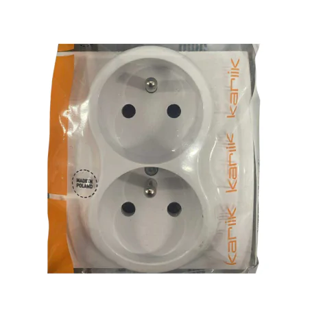 Gniazda-podwojne-podtynkowe - gniazdko elektryczne podwójne czeskie białe z ramkąlgp-2zpu logo karlik 