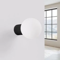 Kinkiety-lazienkowe - lampa ścienna do łazienki kinkiet hermetyczny kula czarny g9 halo sl.1721 sollux 