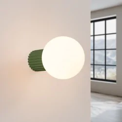 Kinkiety-lazienkowe - lampa kula ścienna do łazienki kinkiet oliwkowy z białym kloszem g9 halo sl.1722 sollux 