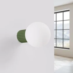 Kinkiety-lazienkowe - lampa kula ścienna do łazienki kinkiet oliwkowy z białym kloszem g9 halo sl.1722 sollux 