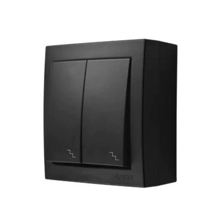Wylaczniki-schodowe - czarny wyłącznik schodowy natynkowy podwójny zewnętrzny ip44 kontakt simon aquaclick acw6/2/49 