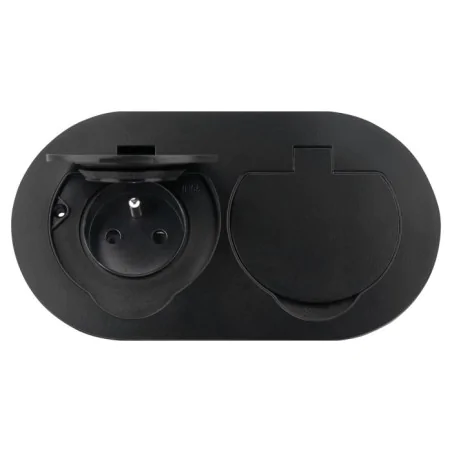 Gniazda-podwojne-podtynkowe - zewnętrzne czarne gniazdo podwójne podtynkowe owalne ip55 or-gm-9046/b orno 