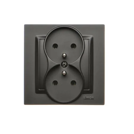 Gniazda-elektryczne - czarne gniazdo podwójne z uziemieniem z ramką cgz2/49 kontakt simon 10 z bolcem 