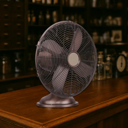 Wentylatory-na-biurko - wentylator biurkowy obrotowy 12 cali retro metalowy 40w miedziany tevo 