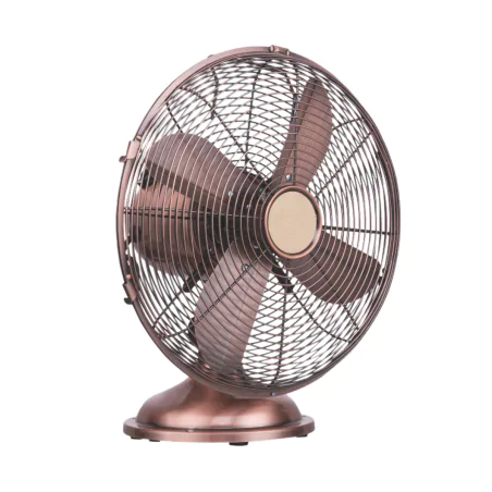 Wentylatory-na-biurko - wentylator biurkowy obrotowy 12 cali retro metalowy 40w miedziany tevo 