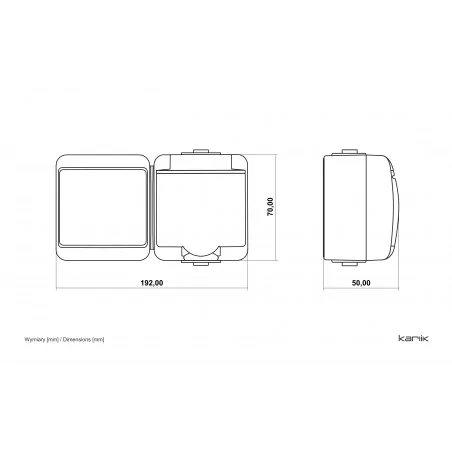 Gniazda-natynkowe - czarny włącznik schodowy z gniazdem zewnętrznym natynkowym junior 12wghh-3 karlik 