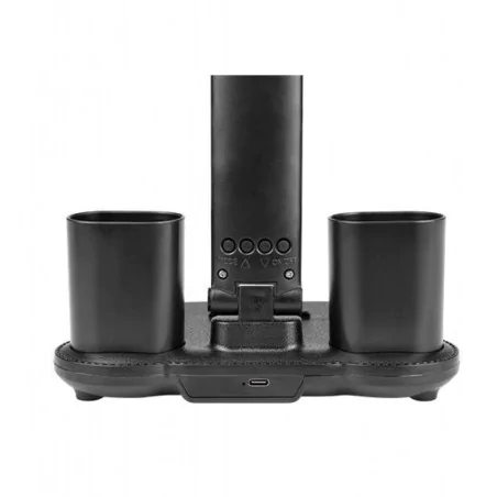 Lampki-biurkowe - czarna lampka na biurko led ściemnialna z funkcją zegara i wentylatorem summer lvt 