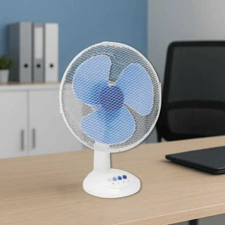 Wentylatory-na-biurko - wentylator na biurko obrotowy 9 cali 30w biało-niebieski tevo 
