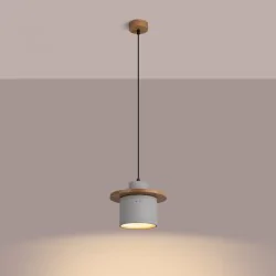 Lampy-sufitowe - lampa sufitowa wisząca betonowa z dodatkiem drewna loft mab sl.1363 sollux 