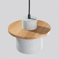Lampy-sufitowe - lampa sufitowa wisząca betonowa z dodatkiem drewna loft mab sl.1363 sollux 
