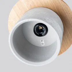 Lampy-sufitowe - lampa sufitowa wisząca betonowa z dodatkiem drewna loft mab sl.1363 sollux 