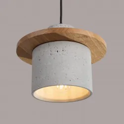 Lampy-sufitowe - lampa sufitowa wisząca betonowa z dodatkiem drewna loft mab sl.1363 sollux 