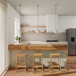 Lampy-sufitowe - lampa sufitowa wisząca betonowa z dodatkiem drewna loft mab sl.1363 sollux 