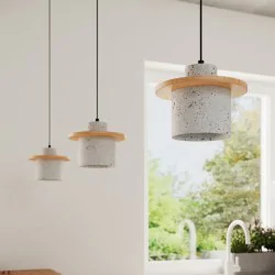 Lampy-sufitowe - lampa sufitowa wisząca betonowa z dodatkiem drewna loft mab sl.1363 sollux 