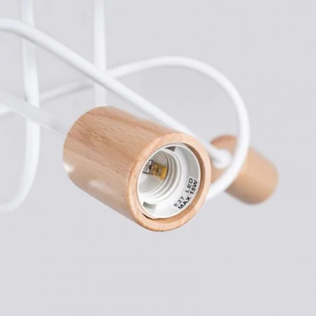 Lampy-sufitowe - lampa sufitowa biała z dodatkiem drewna supeł żyrandol na 3 żarówki ember sl.1474 sollux 