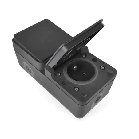 Gniazda-pojedyncze-natynkowe - gniazdo zewnętrzne elewacyjne natynkowe z wyłącznikiem schodowym ciemne ip55 cyklone emos 