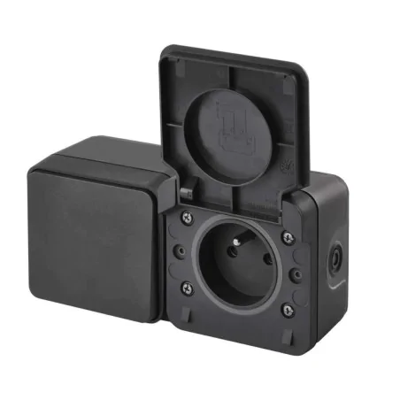 Gniazda-pojedyncze-natynkowe - gniazdo zewnętrzne elewacyjne natynkowe z wyłącznikiem schodowym ciemne ip55 cyklone emos 