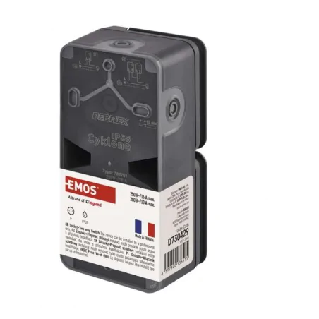 Gniazda-pojedyncze-natynkowe - gniazdo zewnętrzne elewacyjne natynkowe z wyłącznikiem schodowym ciemne ip55 cyklone emos 