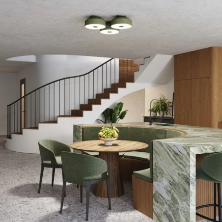 Plafony - plafoniera sufitowa na 4 żarówki omiq zielony oliwkowy sollux sl.1680 