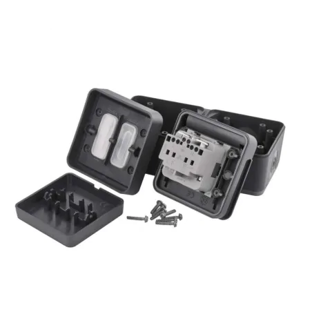 Gniazda-pojedyncze-natynkowe - gniazdo zewnętrzne elewacyjne natynkowe z wyłącznikiem schodowym ciemne ip55 cyklone emos 