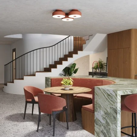 Plafony - plafon lampa sufitowa 4xe27 okrągła omiq ochra czerwona sollux sl.1681 