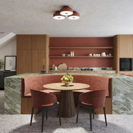 Plafony - plafon lampa sufitowa 4xe27 okrągła omiq ochra czerwona sollux sl.1681 