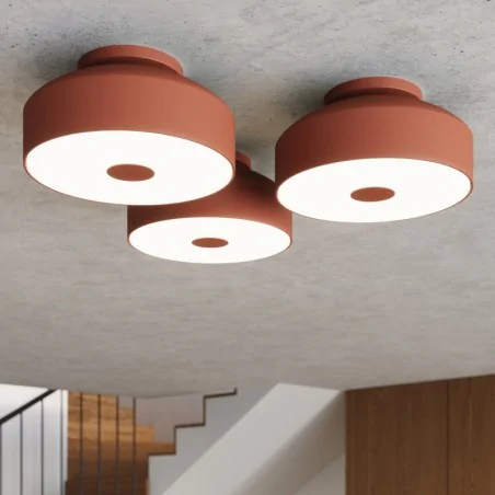 Plafony - plafon lampa sufitowa 4xe27 okrągła omiq ochra czerwona sollux sl.1681 