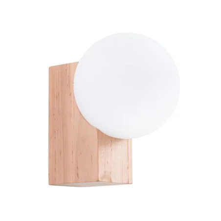 Kinkiety-do-salonu - kinkiet lampa na ścianę kula mleczna bulbo naturalne drewno sollux sl.1682 