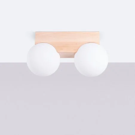 Oswietlenie-sufitowe - plafon lampa sufitowa 2 kule boho bulbo 2 naturalne drewno sollux sl.1683 