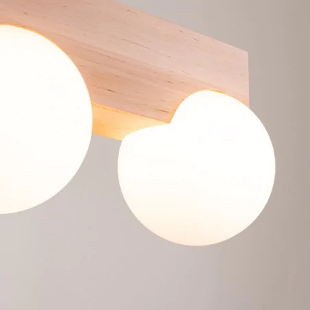 Oswietlenie-sufitowe - plafon lampa sufitowa 2 kule boho bulbo 2 naturalne drewno sollux sl.1683 
