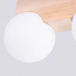 Oswietlenie-sufitowe - plafon lampa sufitowa 2 kule boho bulbo 2 naturalne drewno sollux sl.1683 