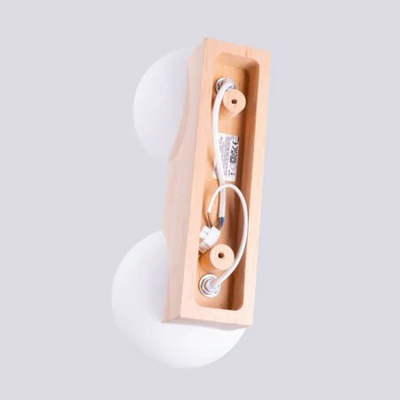 Oswietlenie-sufitowe - plafon lampa sufitowa 2 kule boho bulbo 2 naturalne drewno sollux sl.1683 