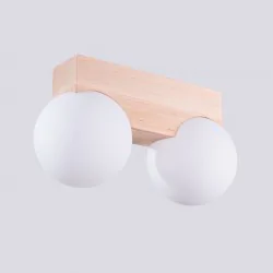 Oswietlenie-sufitowe - plafon lampa sufitowa 2 kule boho bulbo 2 naturalne drewno sollux sl.1683 