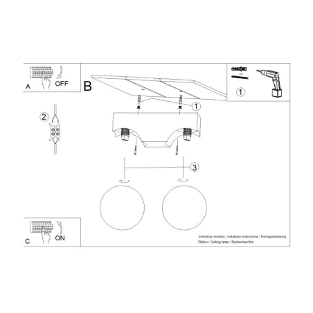 Oswietlenie-sufitowe - plafon lampa sufitowa 2 kule boho bulbo 2 naturalne drewno sollux sl.1683 