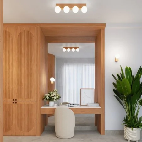 Oswietlenie-sufitowe - plafon listwa oświetleniowa 3 kule bulbo naturalne drewno sollux sl.1684 