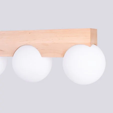 Oswietlenie-sufitowe - plafon 4 kule listwa oświetleniowa  bulbo 4 naturalna drewno sollux sl.1685 