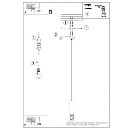 Lampy-sufitowe - lampa sufitowa wisząca tuba biała lami sl.1686 sollux 