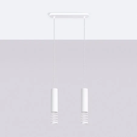 Lampy-sufitowe - lampa sufitowa wisząca podwójna biała gu10 lami sl.1687 sollux 