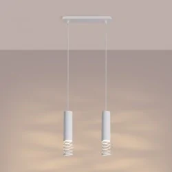 Lampy-sufitowe - lampa sufitowa wisząca podwójna biała gu10 lami sl.1687 sollux 