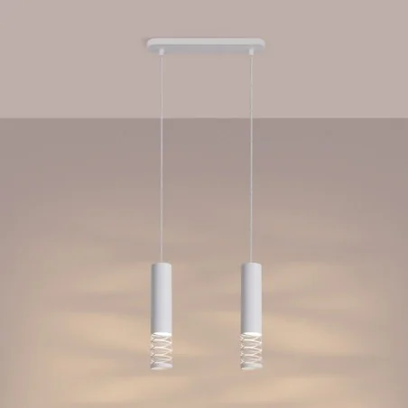 Lampy-sufitowe - lampa sufitowa wisząca podwójna biała gu10 lami sl.1687 sollux 