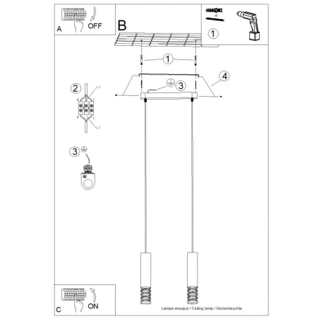 Lampy-sufitowe - lampa sufitowa wisząca podwójna biała gu10 lami sl.1687 sollux 