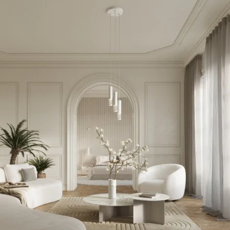 Lampy-sufitowe - lampa sufitowa wisząca podwójna biała gu10 lami sl.1687 sollux 