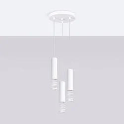 Lampy-sufitowe - lampa sufitowa wisząca potrójna biała lami sl.1689 sollux 