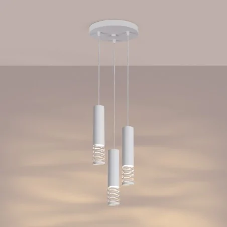 Lampy-sufitowe - lampa sufitowa wisząca potrójna biała lami sl.1689 sollux 