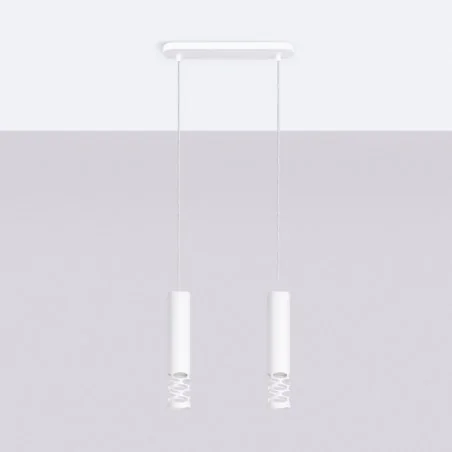Lampy-sufitowe - lampa sufitowa podwójna wisząca na listwie dwie nowoczesne tuby biała liro sl.1692 sollux 