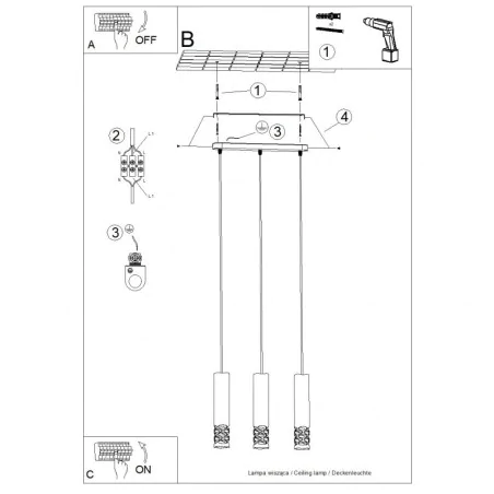 Lampy-sufitowe - lampa sufitowa potrójna na listwie biała liro sl.1693 sollux 